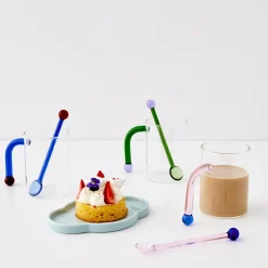 Hot GigiandTom Bauhaus Glass Tumbler & Stirrer Green