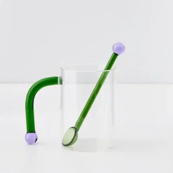 Hot GigiandTom Bauhaus Glass Tumbler & Stirrer Green