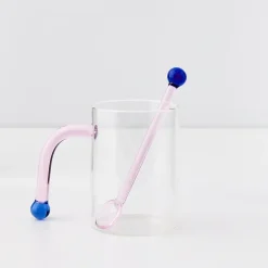 Outlet GigiandTom Bauhaus Glass Tumbler & Stirrer Pink