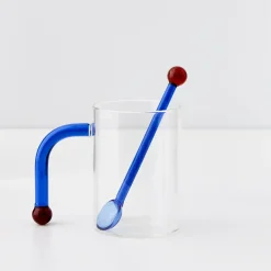 Best GigiandTom Bauhaus Glass Tumbler & Stirrer Blue