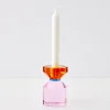 Flash Sale GigiandTom Bevel Crystal Taper Candle Holder Amber Pink