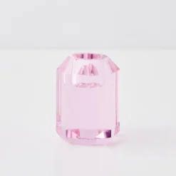 Store GigiandTom Briolette Crystal Taper Candle Holder Pink