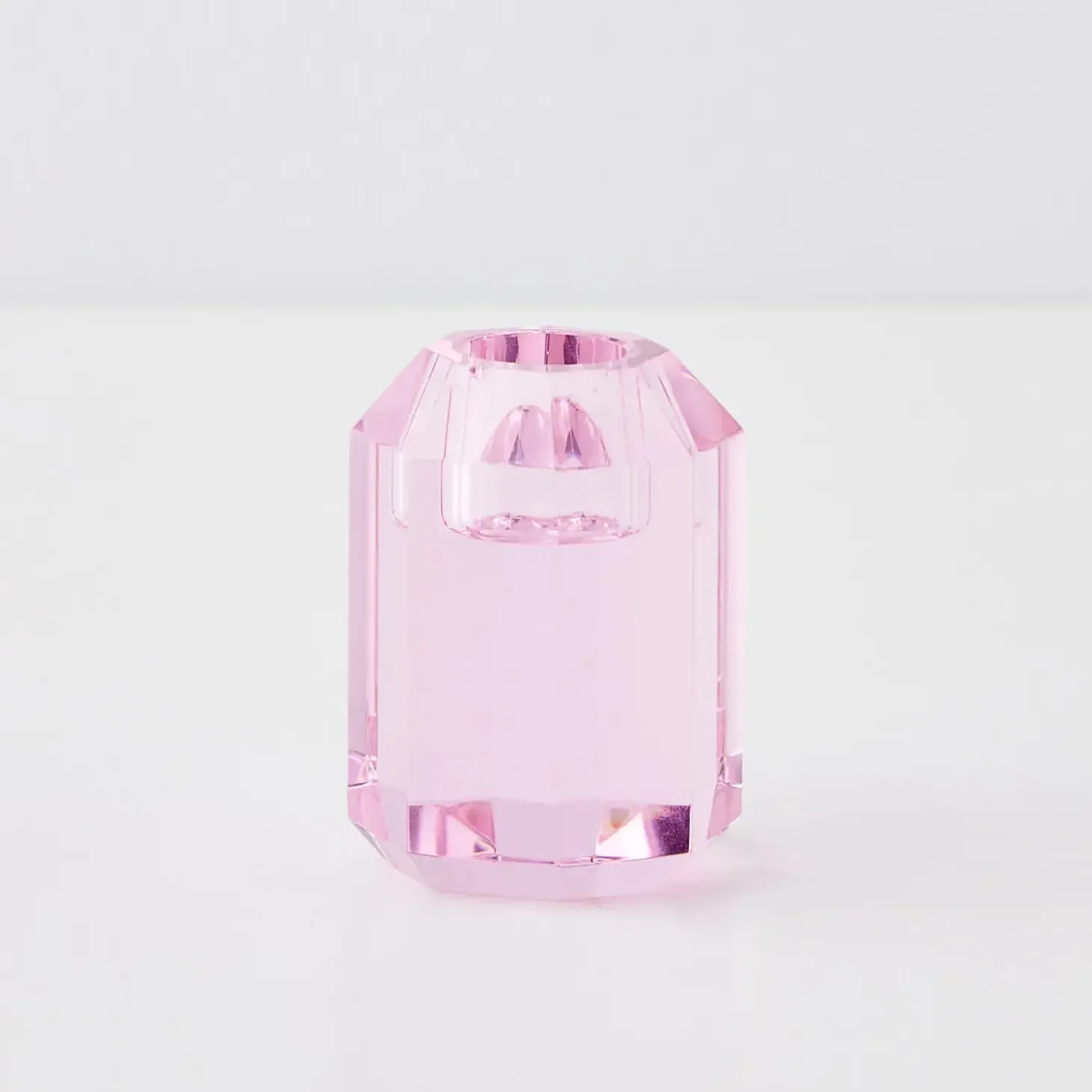 Store GigiandTom Briolette Crystal Taper Candle Holder Pink
