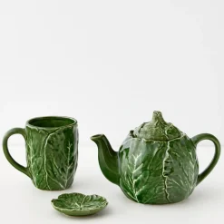 Store GigiandTom Cabbage Ceramic Tea Pot Green