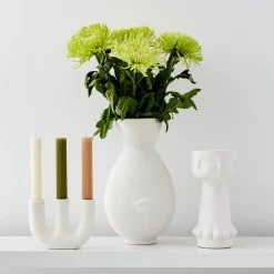 Cheap GigiandTom Candelabra Ceramic Taper Candle Holder White