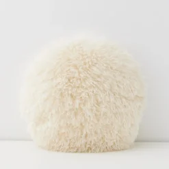 Shop GigiandTom Carmela Faux Fur Circular Accent Cushion Ivory