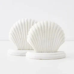 Flash Sale GigiandTom Clam Marble Bookends White