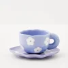 New GigiandTom Daisy Ceramic Tea Cup And Saucer Lilac