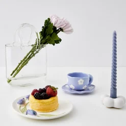 New GigiandTom Daisy Ceramic Tea Cup And Saucer Lilac