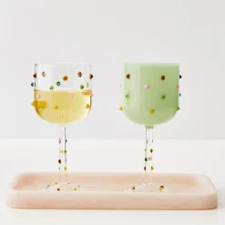 Sale GigiandTom Dotted Wine Glass Green