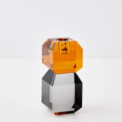 Flash Sale GigiandTom Edgy Crystal Taper Candle Holder Amber Smoke