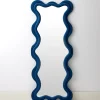 New GigiandTom Kinked Wavy Velvet Full Length Mirror Blue