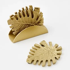 Shop GigiandTom Monstera Metal Coaster Set Gold