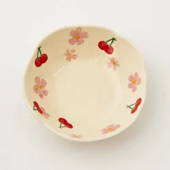 Best GigiandTom Painted Cherry Ceramic Bowl Red