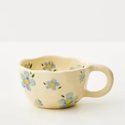 Store GigiandTom Painted Daisy Ceramic Mug Blue