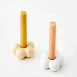Sale GigiandTom Petal Ceramic Taper Candle Holder Yellow