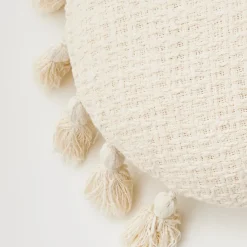 Sale GigiandTom Round Tassel Cushion With Insert White
