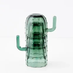 Discount GigiandTom Saguaro Cactus Glass Set Of 4 Green