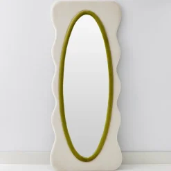 Clearance GigiandTom Squiggle Wavy Velvet Full Length Mirror Cream/Green