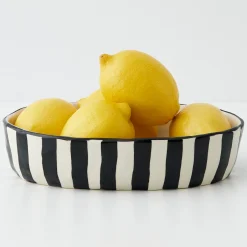 Flash Sale GigiandTom Stripe Shallow Ceramic Serving Bowl