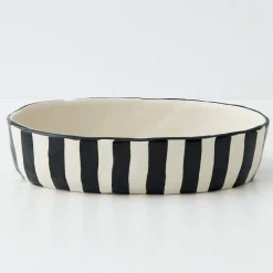 Flash Sale GigiandTom Stripe Shallow Ceramic Serving Bowl