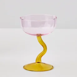 Clearance GigiandTom Swirl Stem Cocktail Glass Pink/Amber