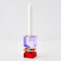 Hot GigiandTom Technicolour Crystal Taper Candle Holder Purple Red