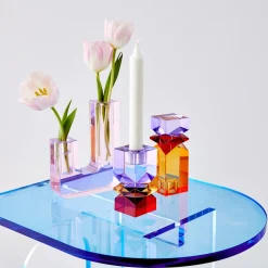 Hot GigiandTom Technicolour Crystal Taper Candle Holder Purple Red