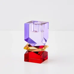 Hot GigiandTom Technicolour Crystal Taper Candle Holder Purple Red