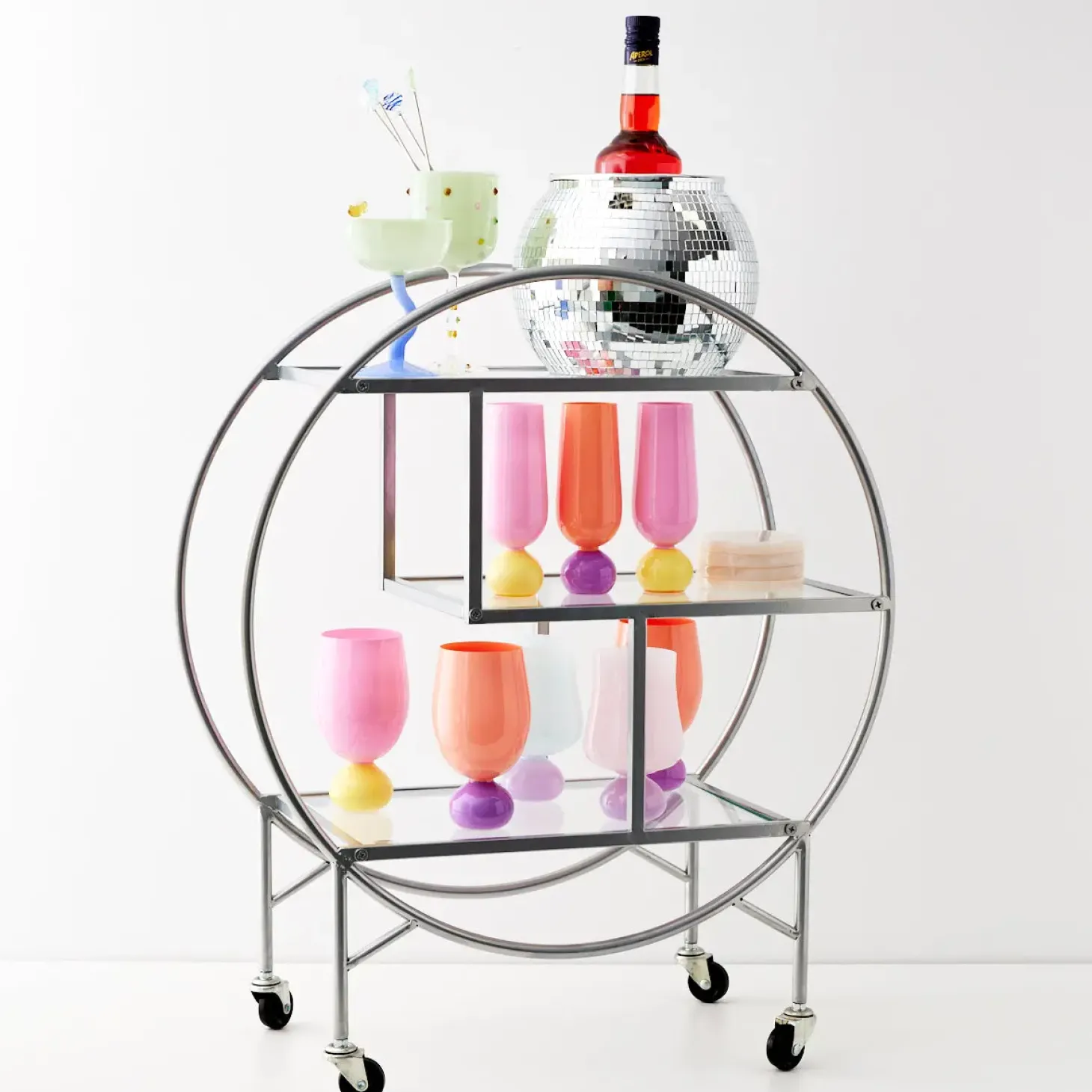 Fashion GigiandTom Vintage Style Bar Cart Silver