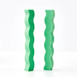New GigiandTom Wavy Taper Candle Green 2 Pack